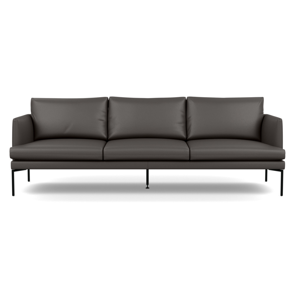 Heal's Matera 4 Seater Sofa Leather Hide Grey 7177 Black Feet