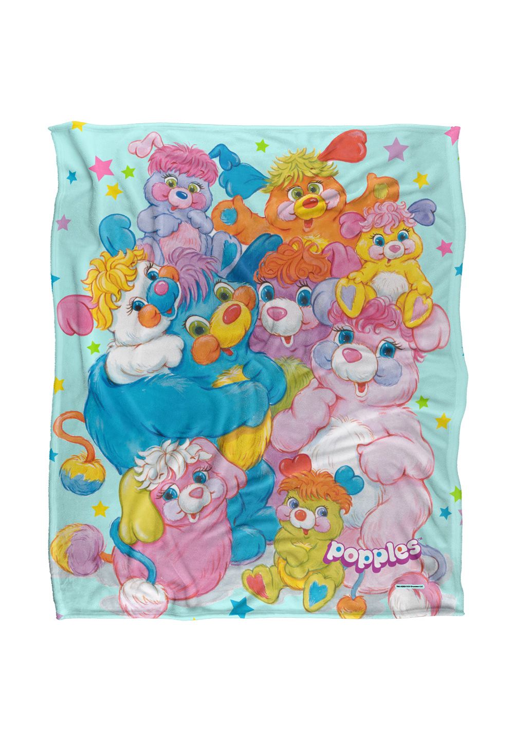Hasbro Popples Group Shot Silky Touch Super Soft Throw Blanket 152 X 127 cm in White