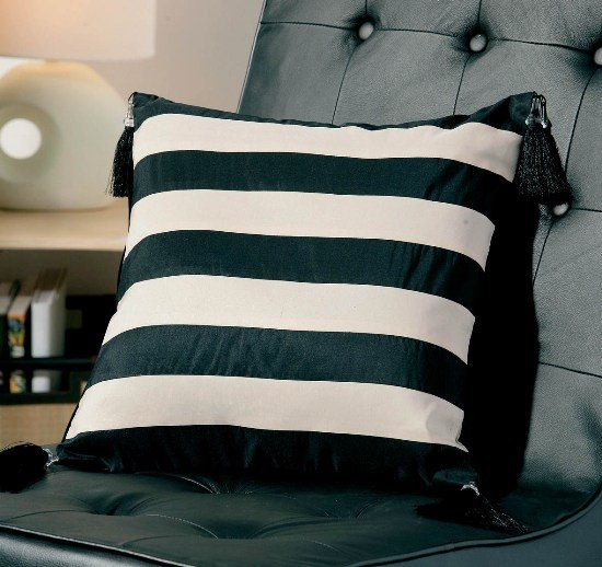 Ivory and Black Stripes With Tassels