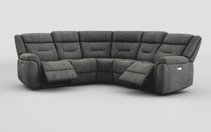 Black Fabric Ainsdale 2 Corner 2 Power Sofa