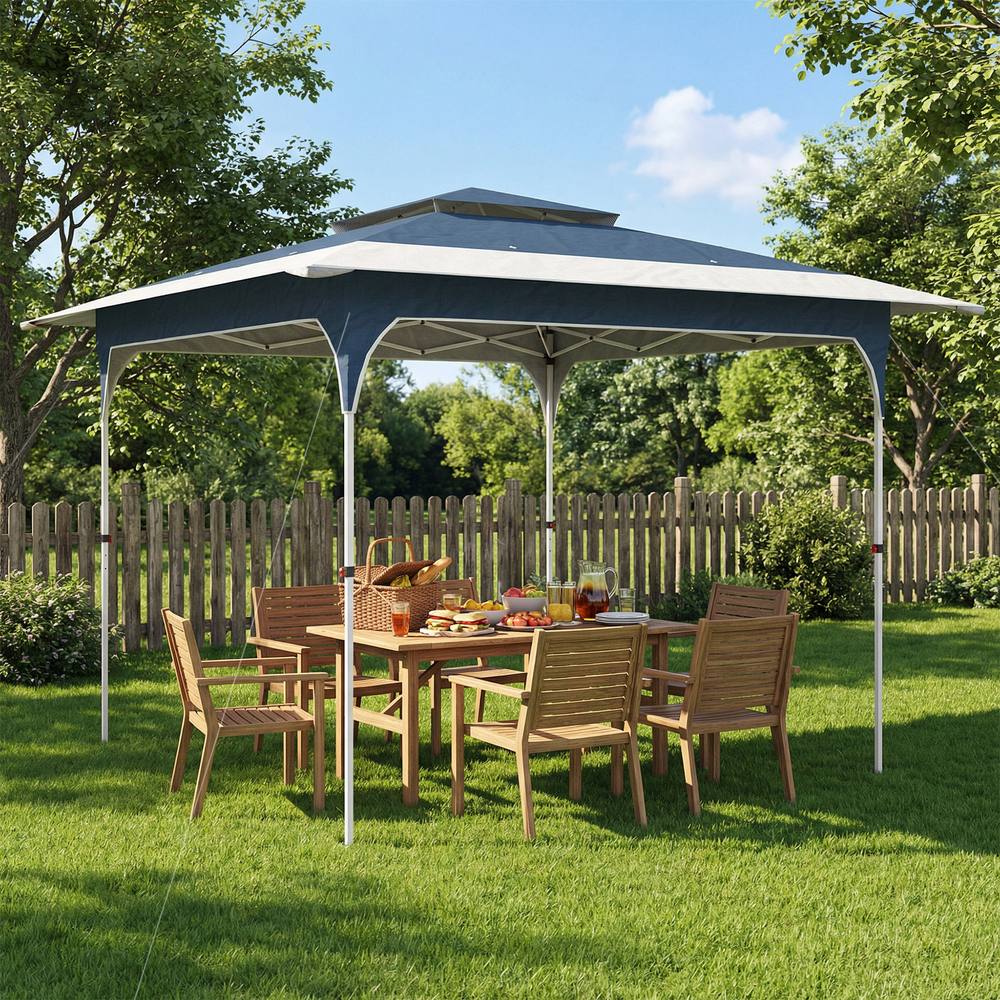 OUTSUNNY 3.5 x 3.5 m Pop Up Gazebo, UPF50+ One-Touch Party Tent in Blue