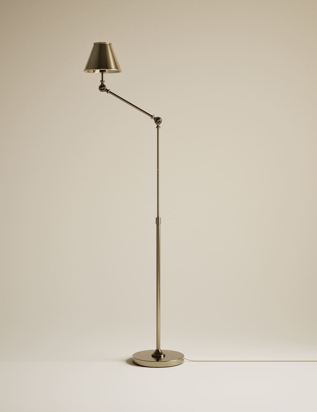 M&S Brass Hat Adjustable Floor Lamp Antique Brass