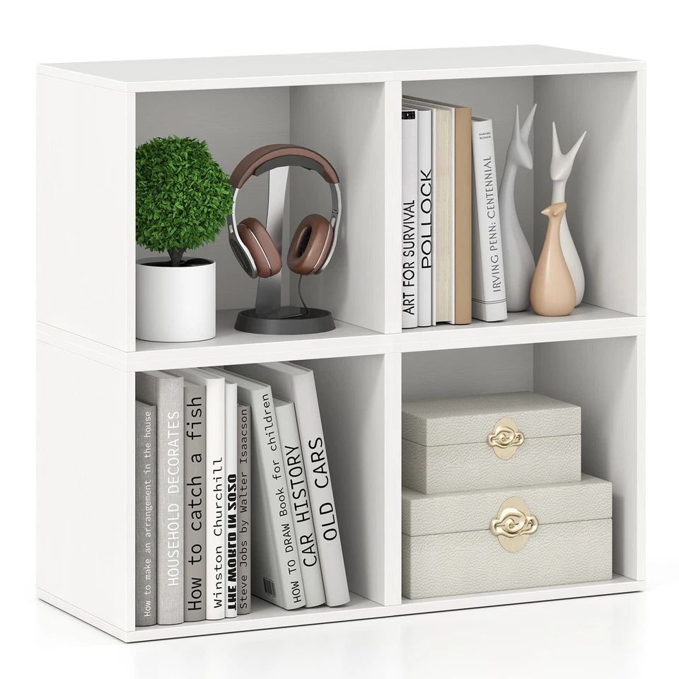 Costway Cube Storage Organizer Stackable Open Book Shelf for Small Space White
