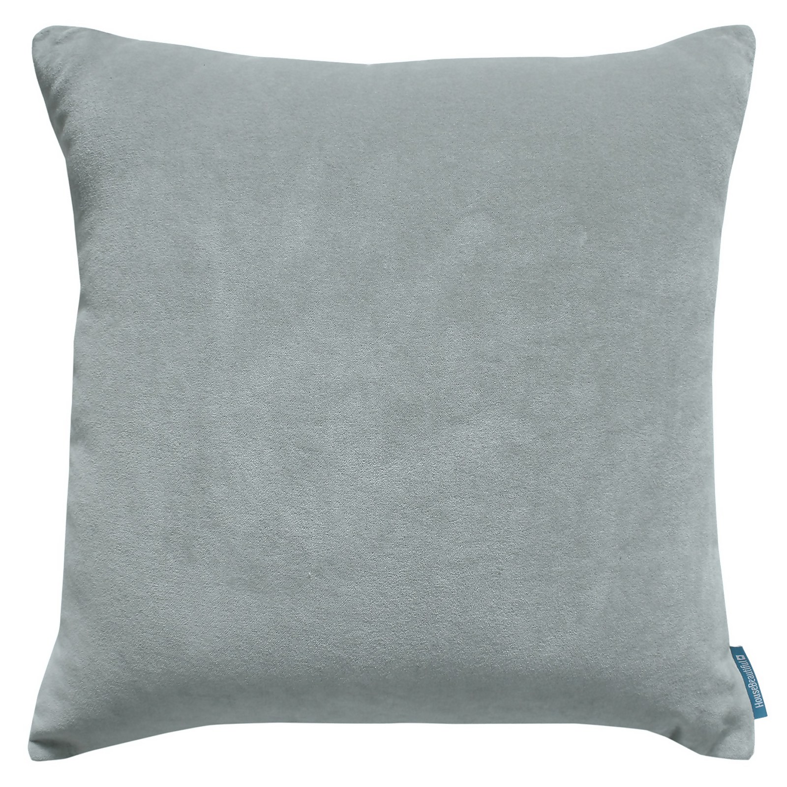 House Beautiful Velvet Linen Cushion - Siver - 45x45cm