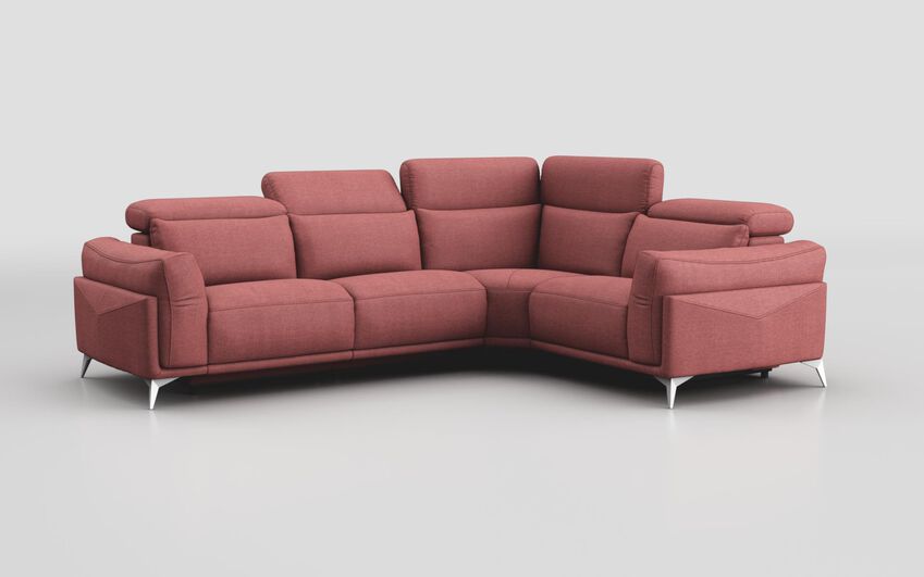 Pink Fabric Gattolino 2 Corner 1 Static Sofa with Manual Head Tilt