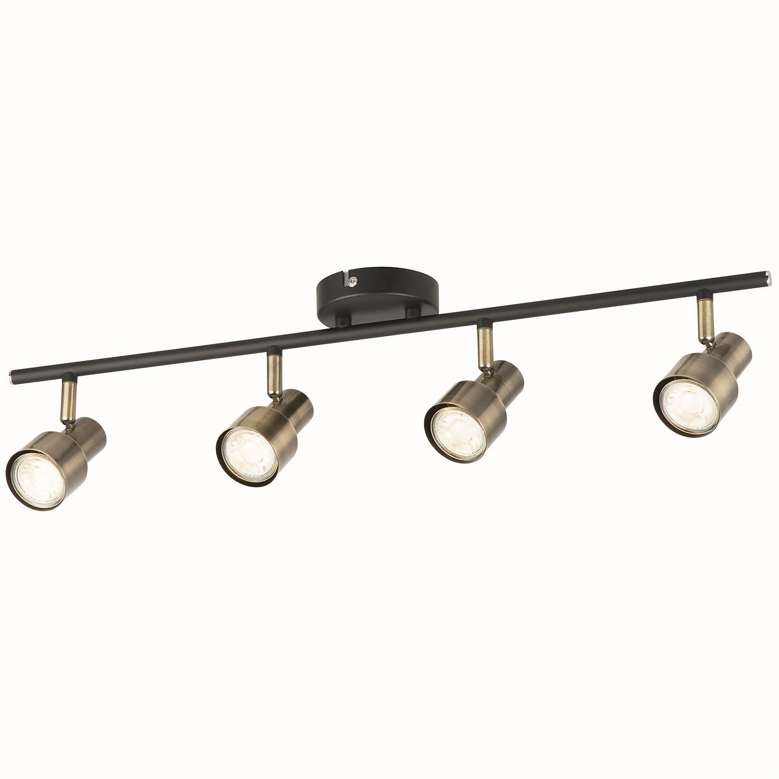 Noah 4 Lamp Spotlight, Plate, Black/Antique Brass