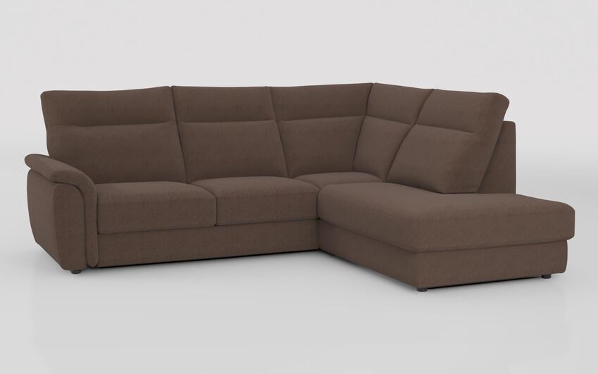 Brown Fabric Ginestreto 3 Corner 1 Sofa with Sliding Footrest & Right Hand Facing Storage Lounger