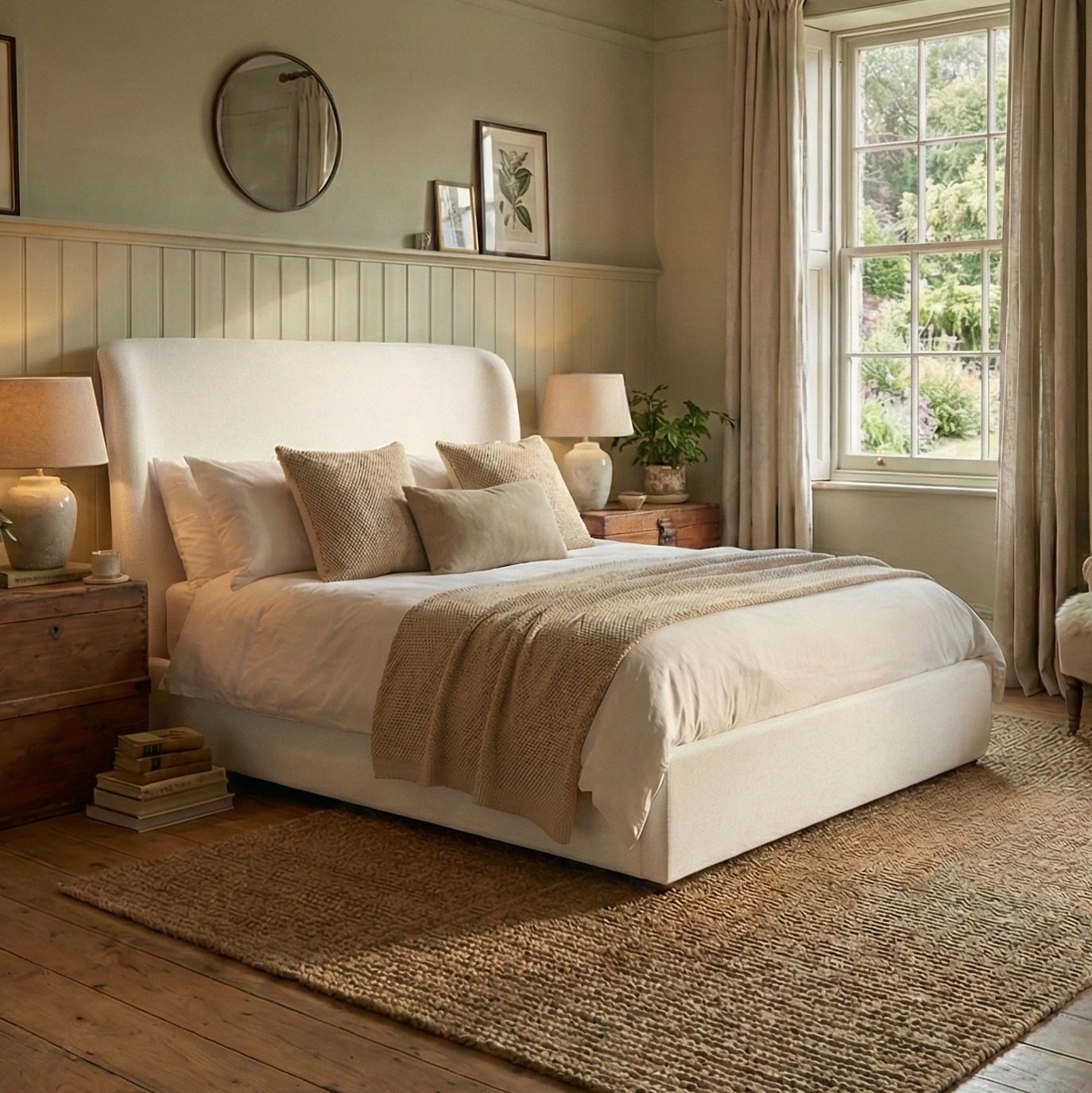 Lanis - Double - Ottoman Storage Bed - Cream - Linen Fabric - 4ft6