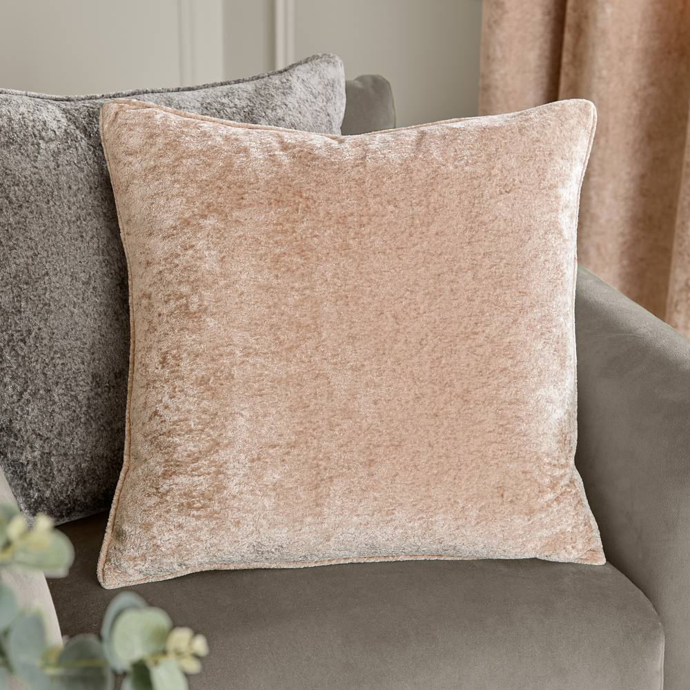 Paoletti Lustre Crushed Velvet Cushion in Nude