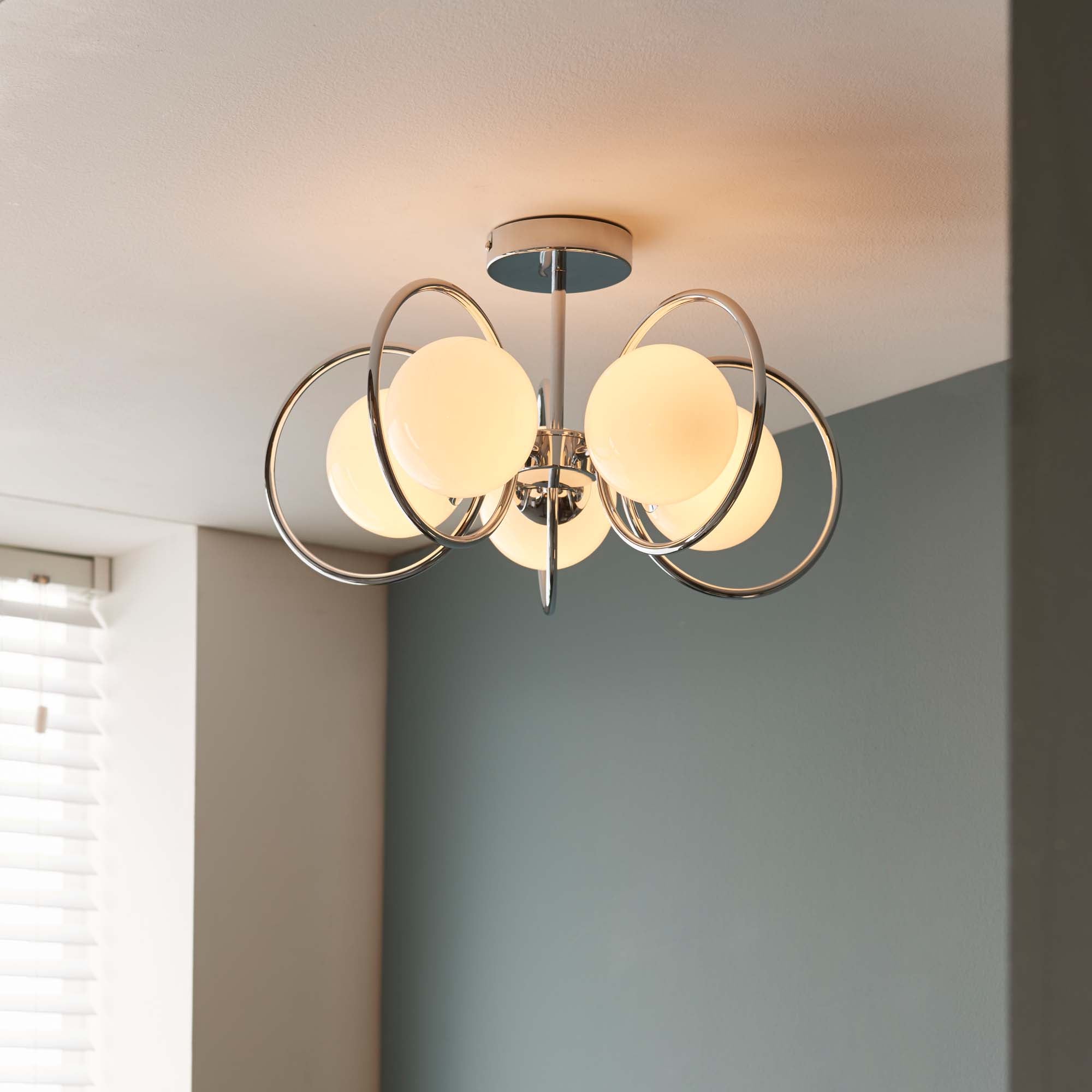 Vogue Oneida 5 Light Semi Flush Ceiling Fitting White