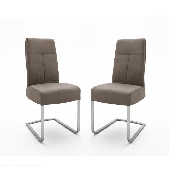Ibsen Modern Dining Chair In Leather Look Sand In A Pair