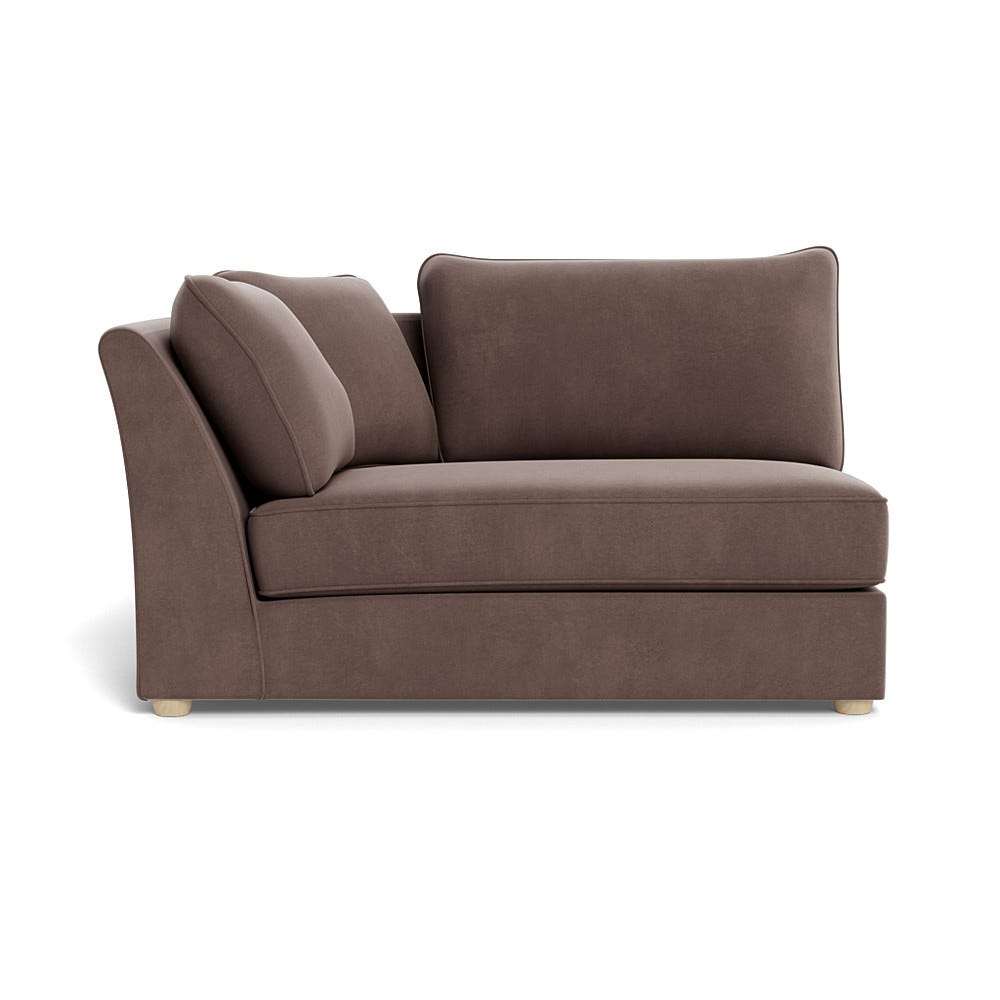 Heal's Tailor Large Curved Left Hand Facing Corner Unit Smart Velvet Mouse Natural Feet