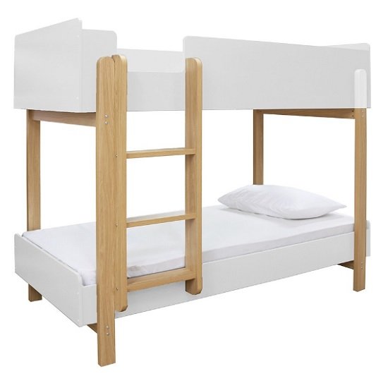 Marisol Wooden Bunk Bed In Matt White And Oak