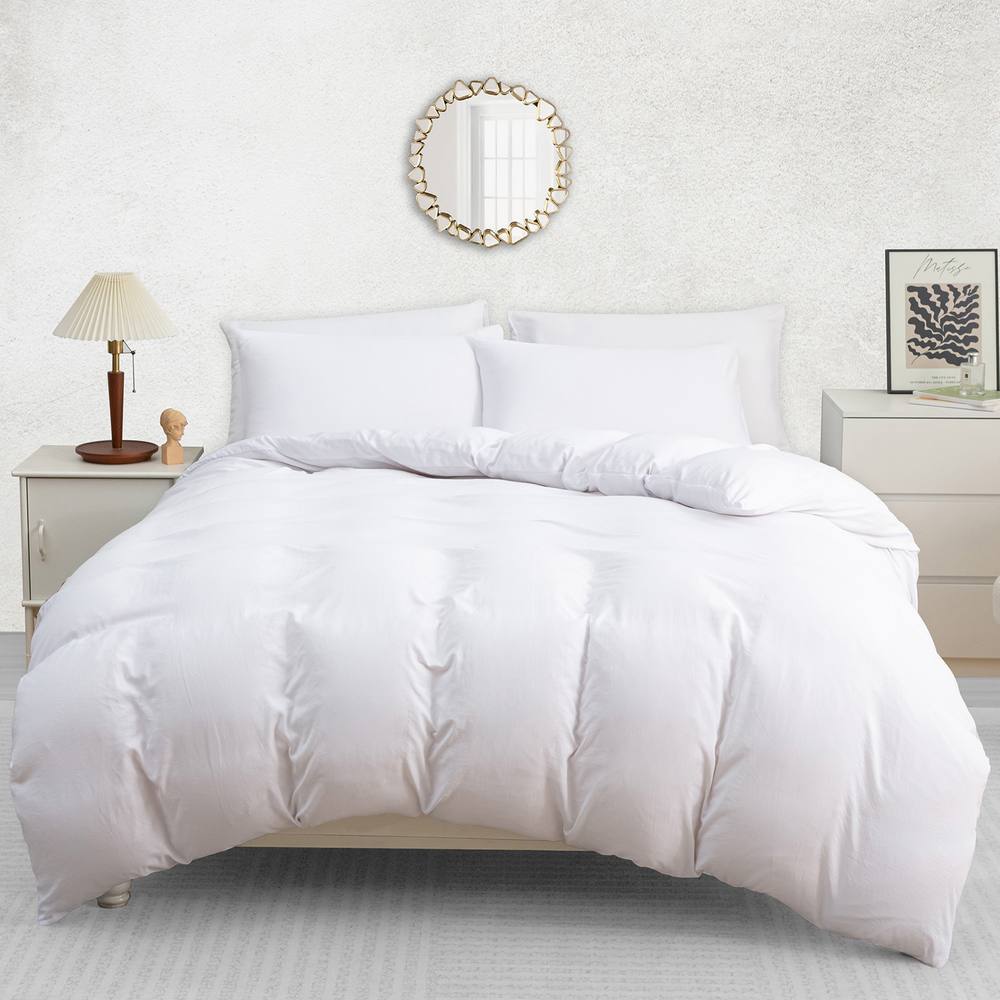 Pamposh Pre Washed Microfibre Duvet Cover Set King Size Ultra Soft Quilt Covers in White