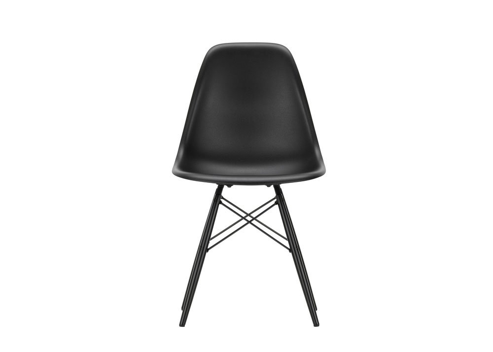 Vitra Eames DSW Side Chair New Height Deep Black Black Maple Base