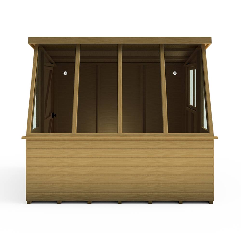 Shires Iceni 8x8' Potting Shed Pre Hung Doors with Opening Glass Side Window in Brown 2