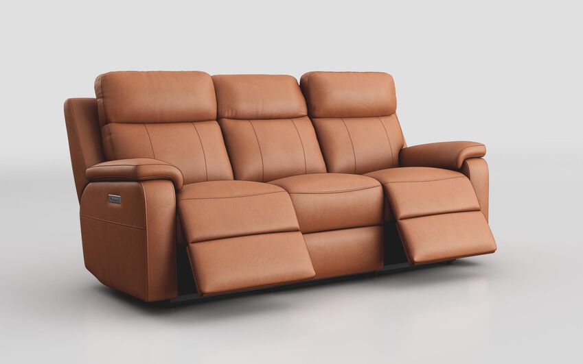 Orange Calboli 3 Seater Power Recliner Sofa with Power Head Tilt