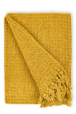 New Edge Blinds Waffle Collection Cotton Throw in Yellow