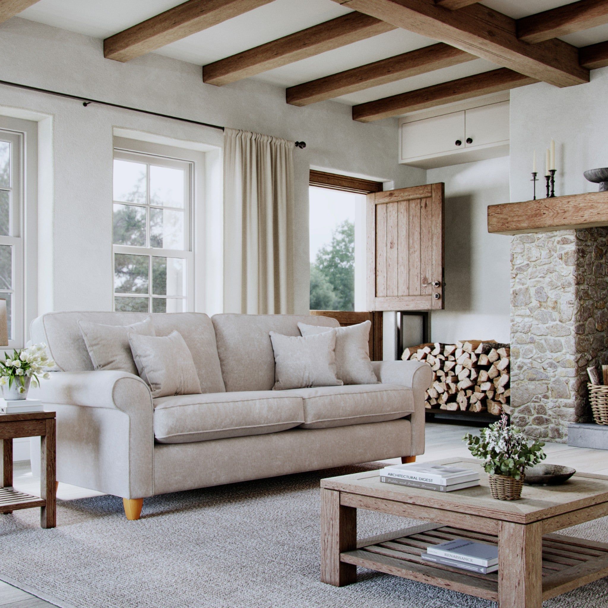 The Great Sofa Company Flora Large Sofa Glory Pearl in Light Beige