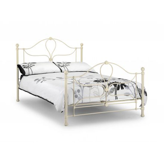 Vanice Metal Single Bed In Stone White Finish