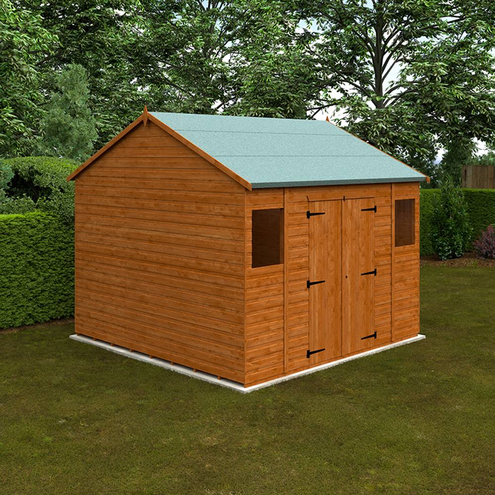 Buttercup Farm 10 x 10 Feet Workman Apex 12mm Shed - Solid Wood/Softwood/Pine in Burnt Orange 2