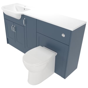 Deccado Padworth Juniper Blue Left Hand 1500mm Fitted Vanity & Toilet Pan Unit Combination with Left Hand Basin