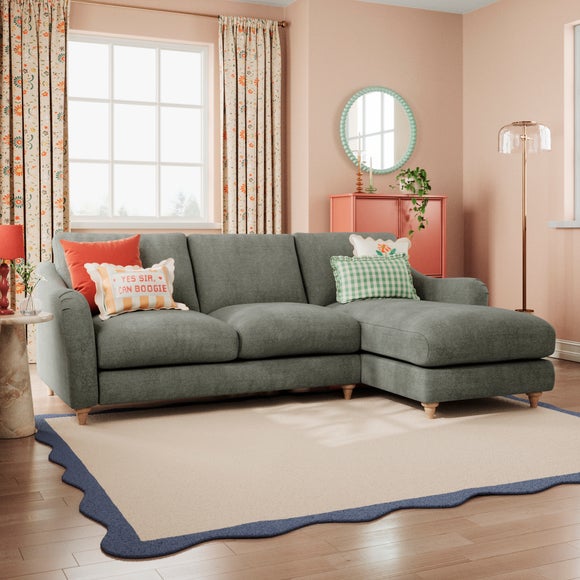 Hattie Tonal Plush Chenille Corner Chaise Sofa