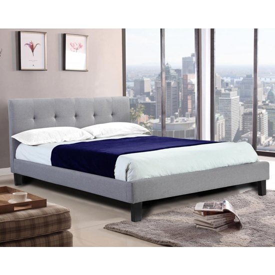 Hollywell Linen Fabric King Size Bed In Grey
