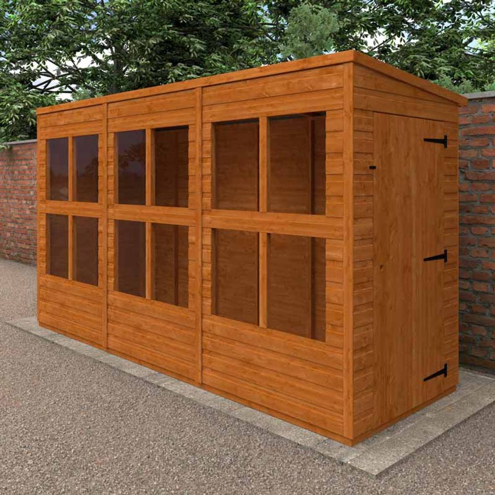 Buttercup Farm 12x4 Flex Apex Summerhouse Garden Sunroom 12mm Flex in Burnt Orange 2