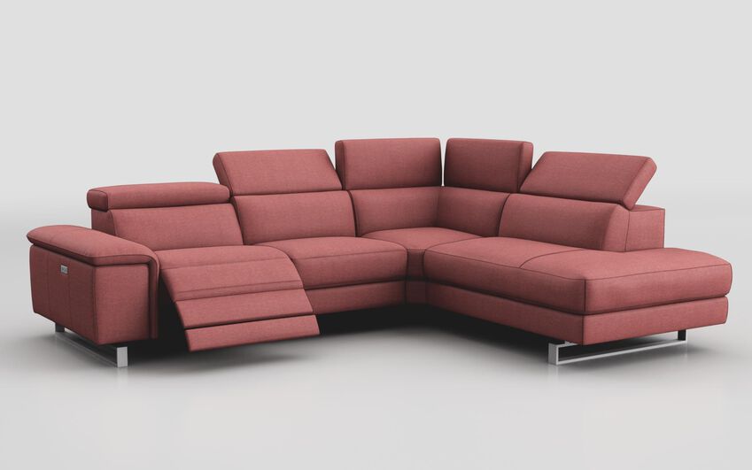 Pink Fabric Viserba 3 Corner 2 with Left Hand Facing Power Recliner, Right Hand Facing Chaise & Manual Head Tilt