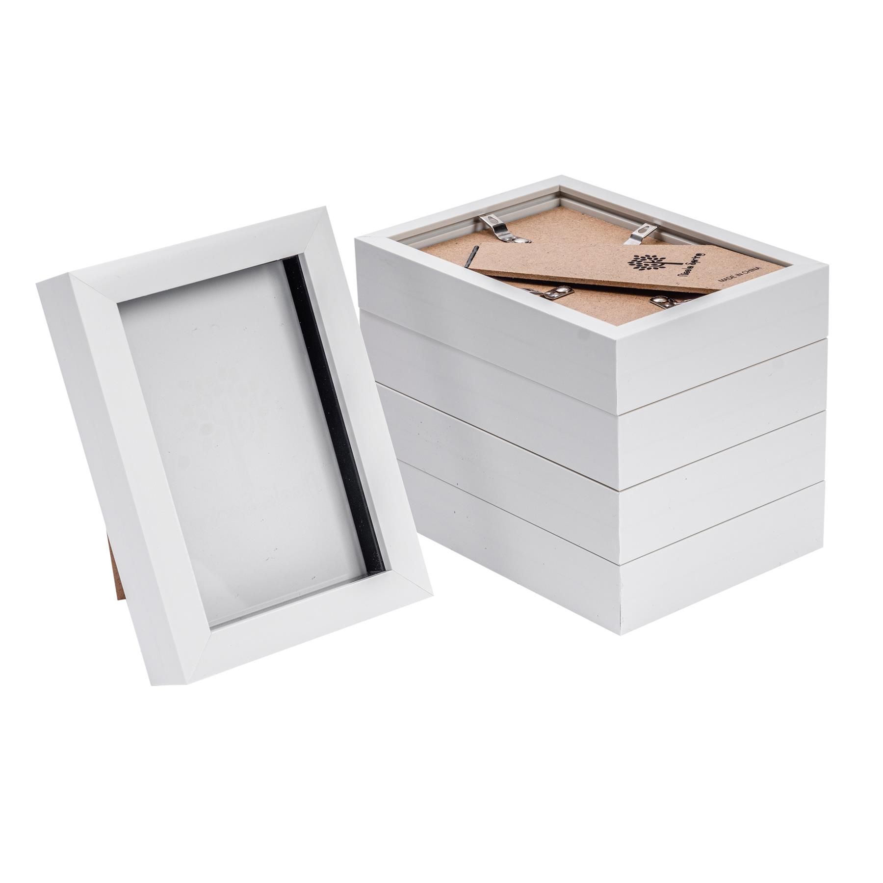 Nicola Spring 3D Box Photo Frames - 4 x 6" - Pack of 5 in White 1