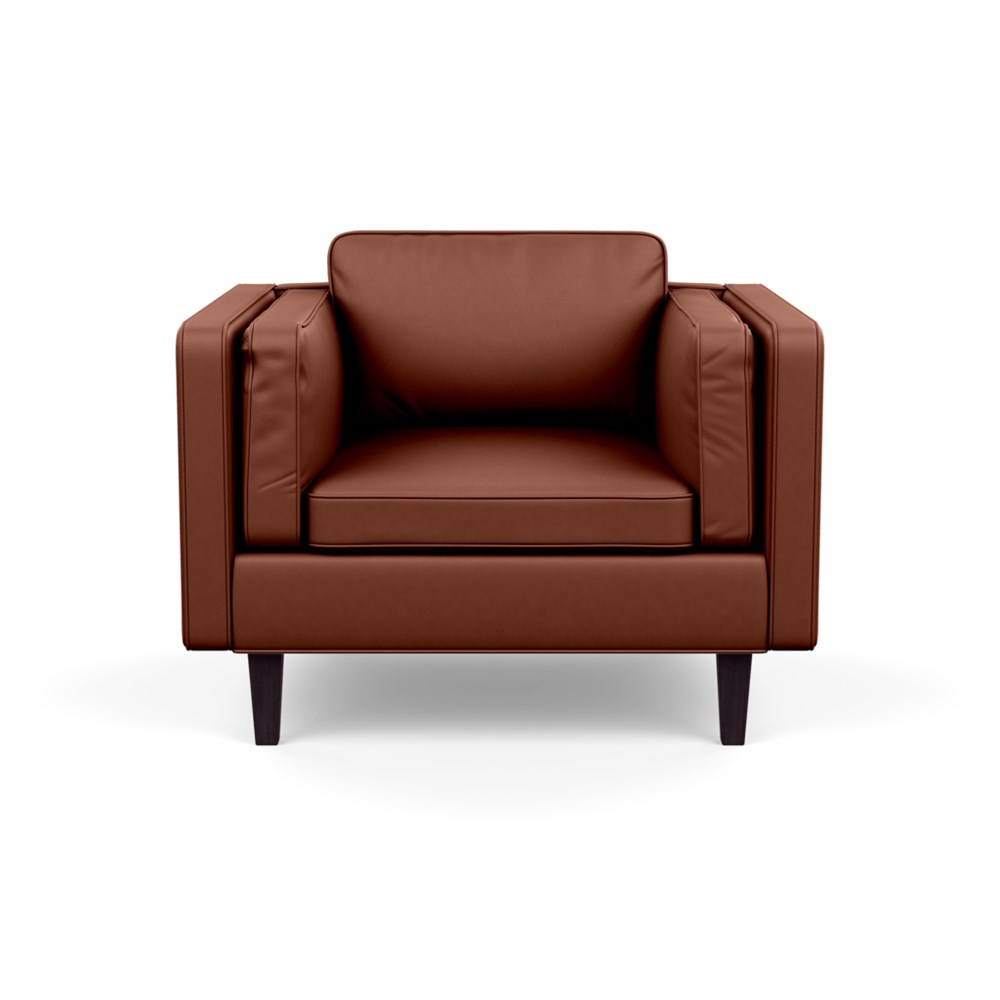 Heal's Chill Armchair Leather Grain Dark Brown 068 Wenge Feet