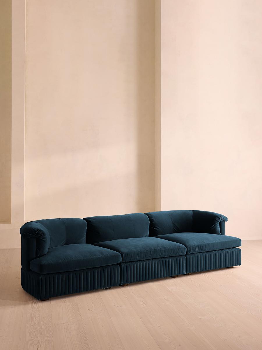 Oona Modular Sofa, Four Seater, Velvet Royal Blue