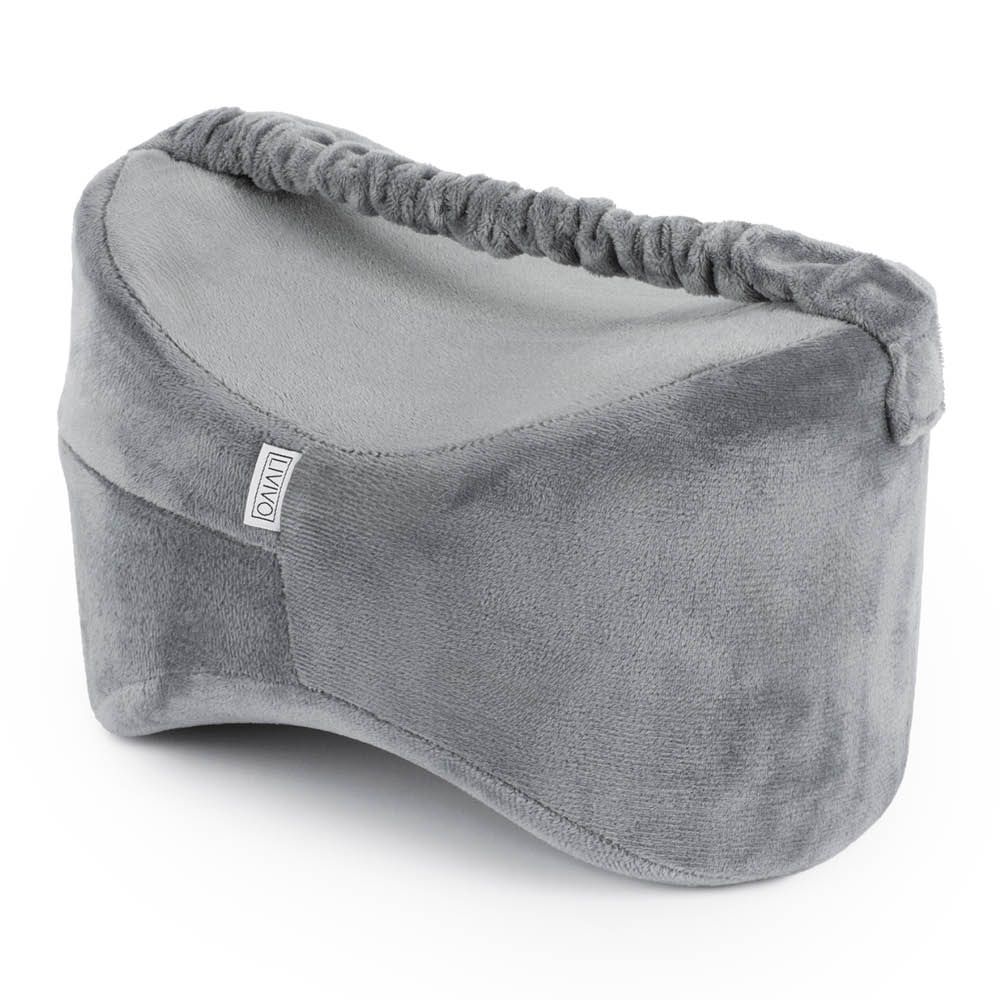 LIVIVO Leg Pillow Grey Memory Foam Knee Pillow for Side Sleepers Pain Relief with Washable Cover Strap