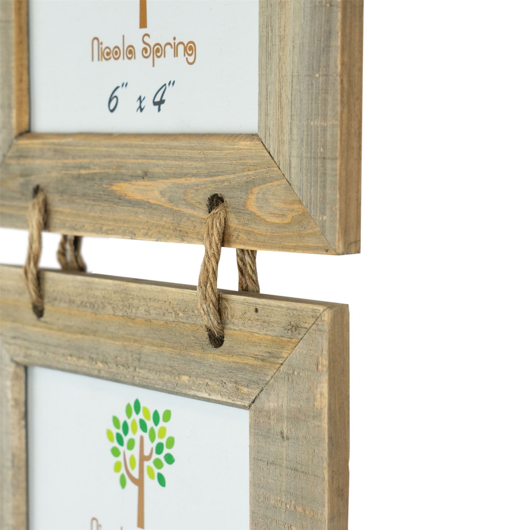 Nicola Spring Rustic Wooden Hanging 5 Photo Frame - 6 x 4" - Natural 5