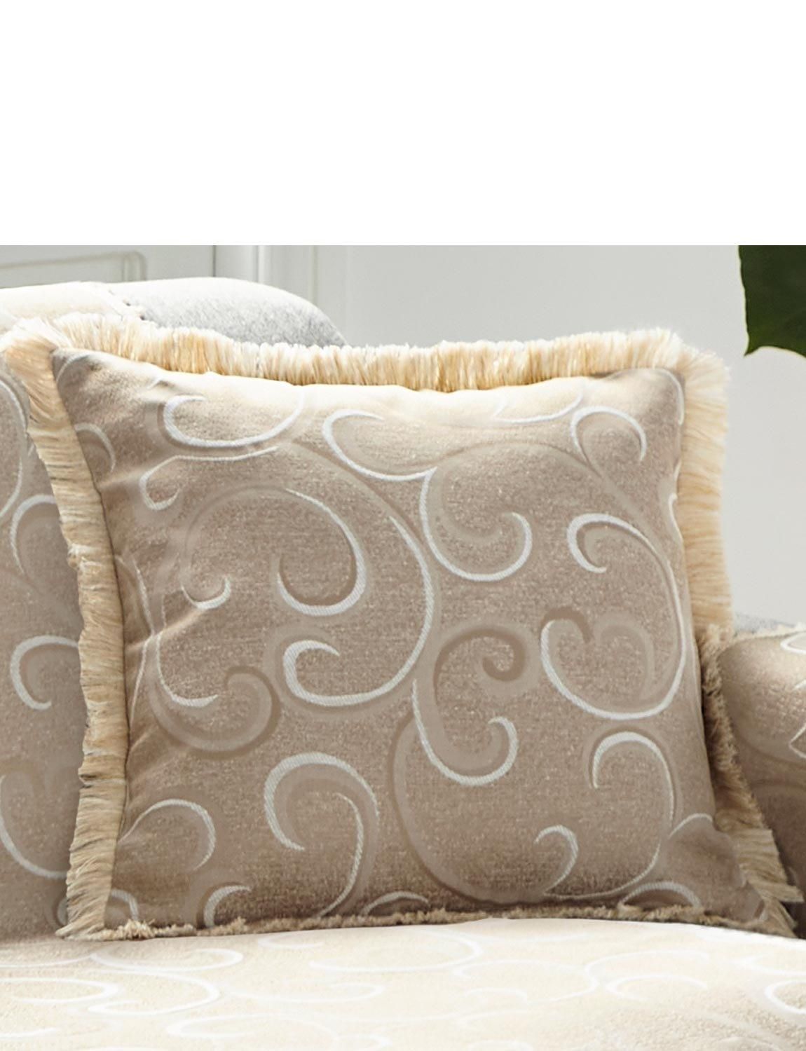Chums Scroll Cushion Cover Pair in Beige