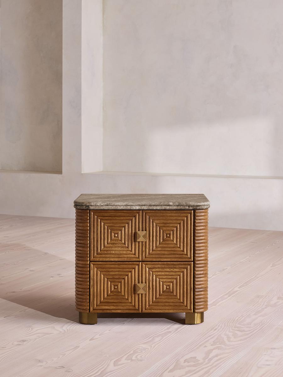 Kingsley Bedside Table, Large, Grey Emperador Marble
