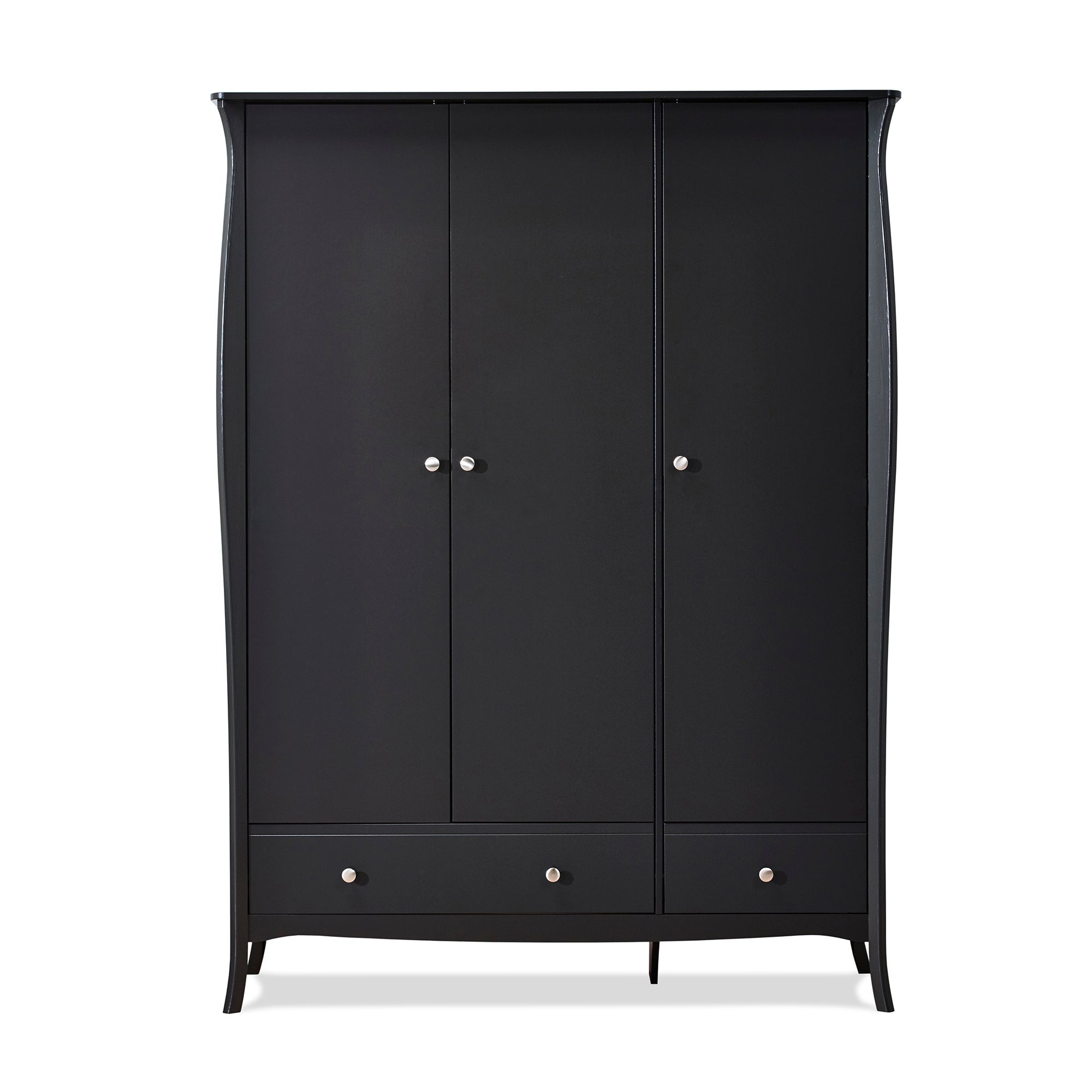 Baroque 3 Door Wardrobe Black