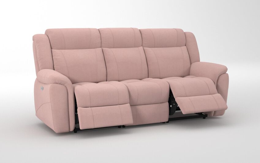 Pink Fabric Elland 3 Seater Power Recliner Sofa