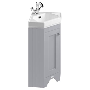 Bayswater Victrion Plummett Grey Corner Traditional Freestanding Vanity Unit & White Recessed Basin - 595mm