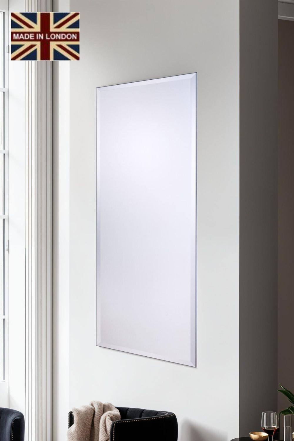 Yearn Mirrors Yearn Minimal Full length Bevelled Mirror 152x61cm in Metallic Silver