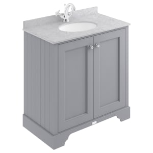 Bayswater Victrion Plummett Grey Traditional Freestanding Vanity Unit & Grey Marble Top Basin - 800mm