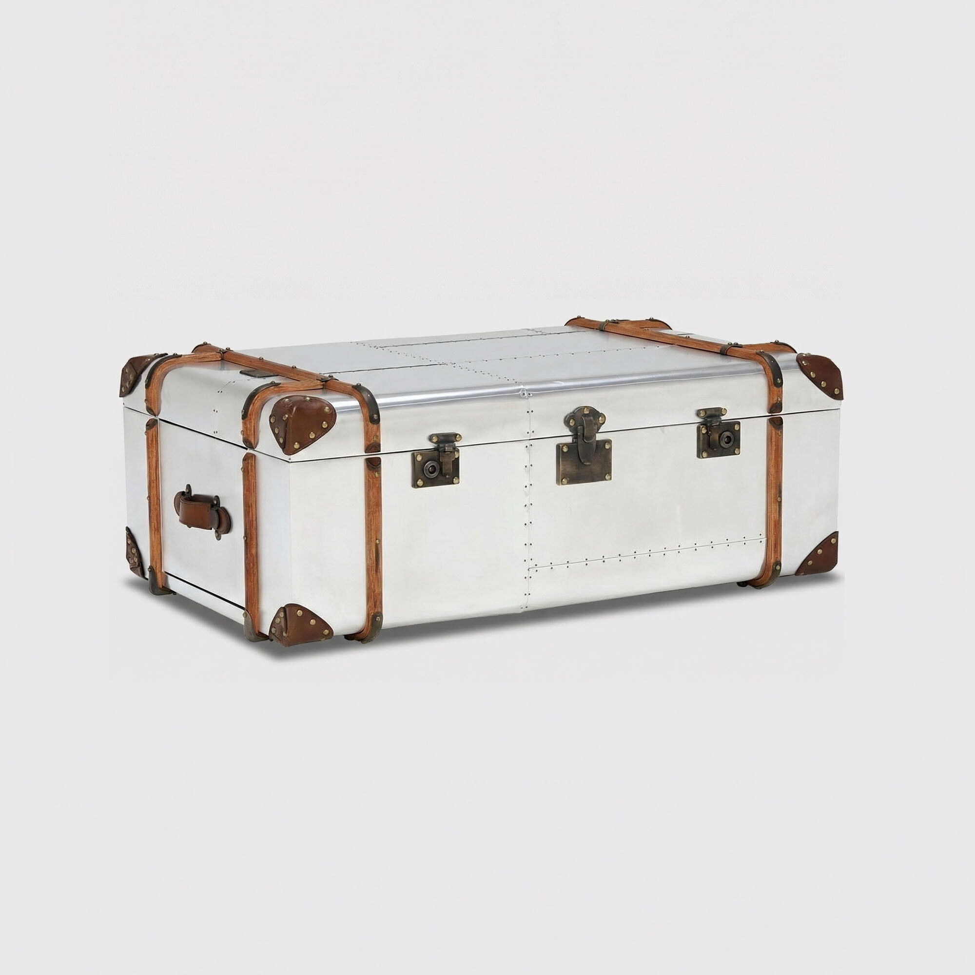Timothy Oulton Globetrekker Extra Large Coffee Table 150x100cm, Silver Metal | Barker & Stonehouse