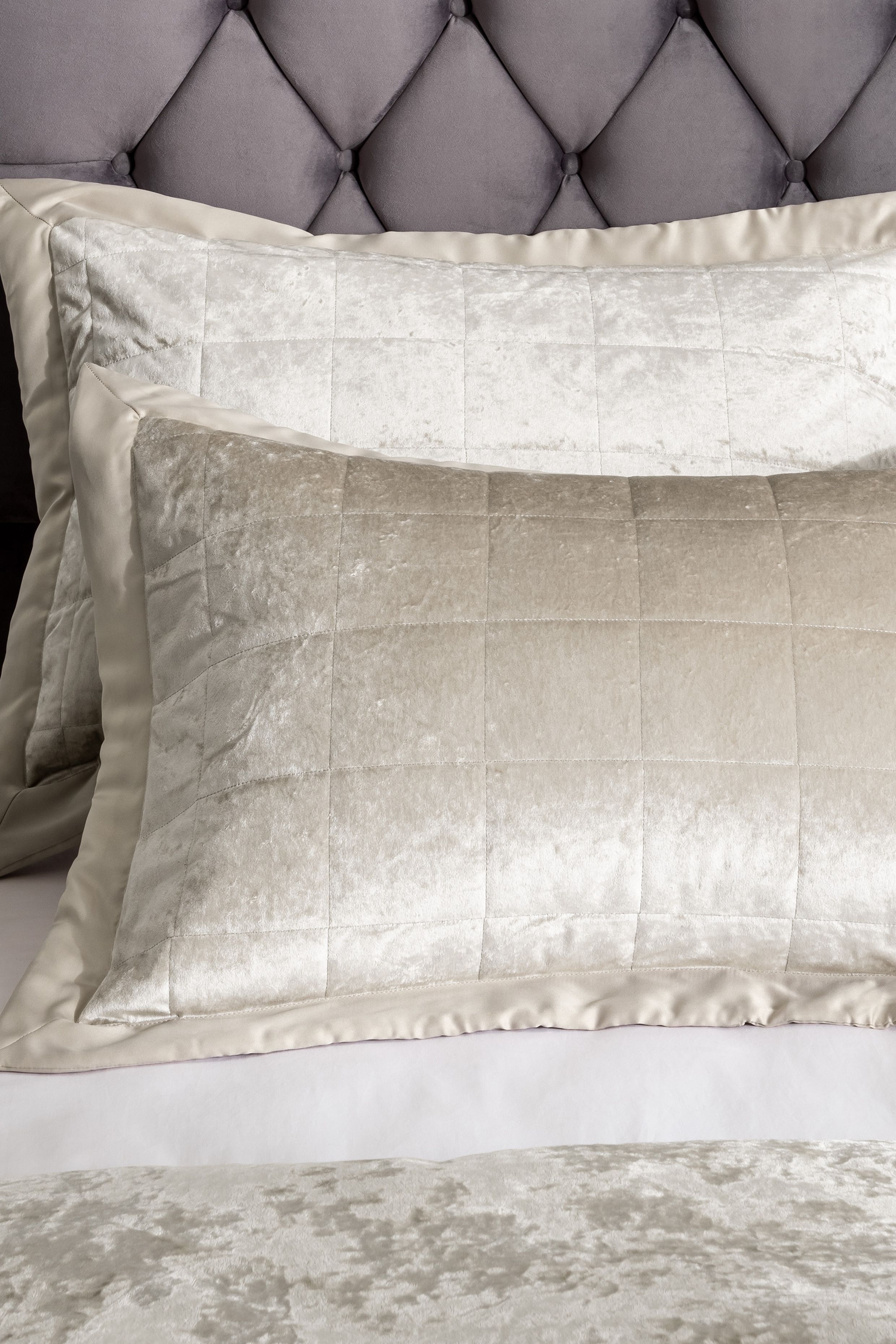 Catherine Lansfield 'Crushed Velvet' Pillowsham Pair in Natural
