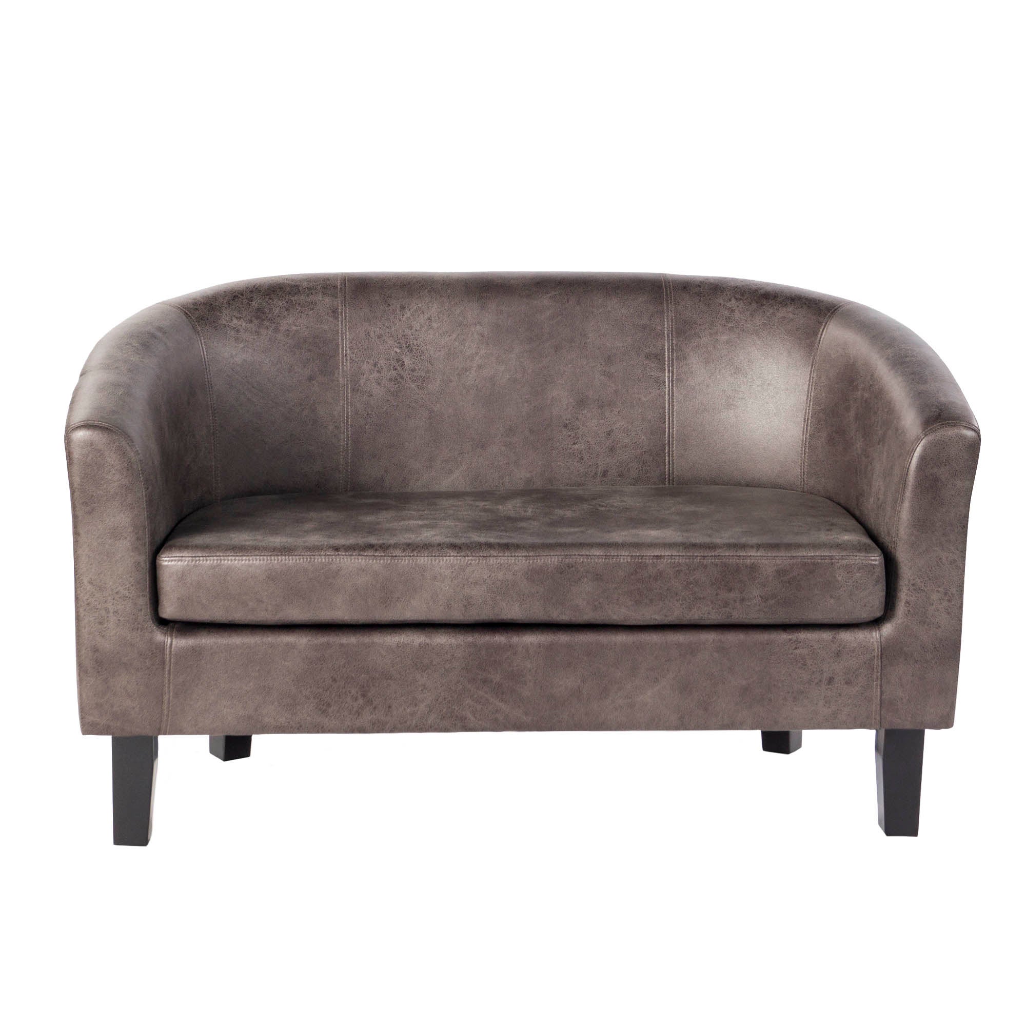 Faux Leather 2 Seater Tub Chair - Grey Grey