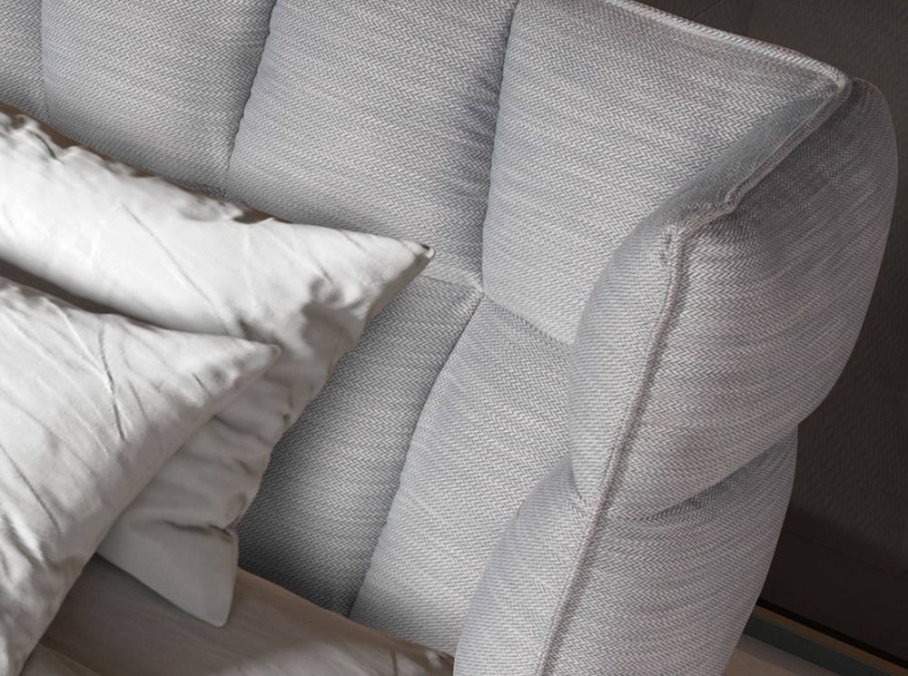 Angel Cerda Light Bluish-Grey Fabric Double Bed (Model ) Tufted in Grey 5