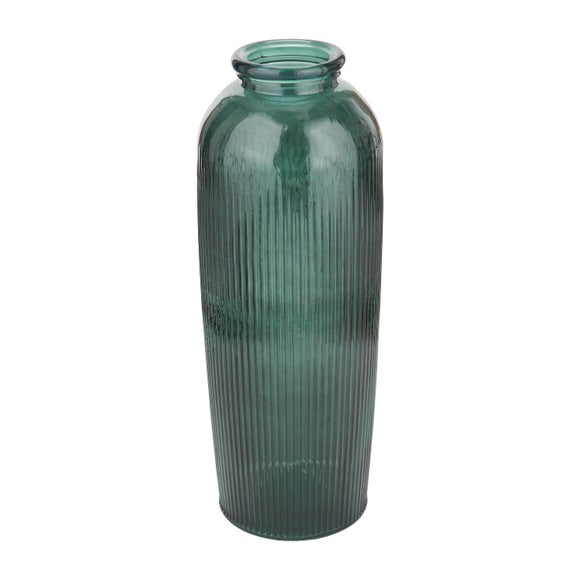 Tall Ribbed Recycled Glass Vase 2