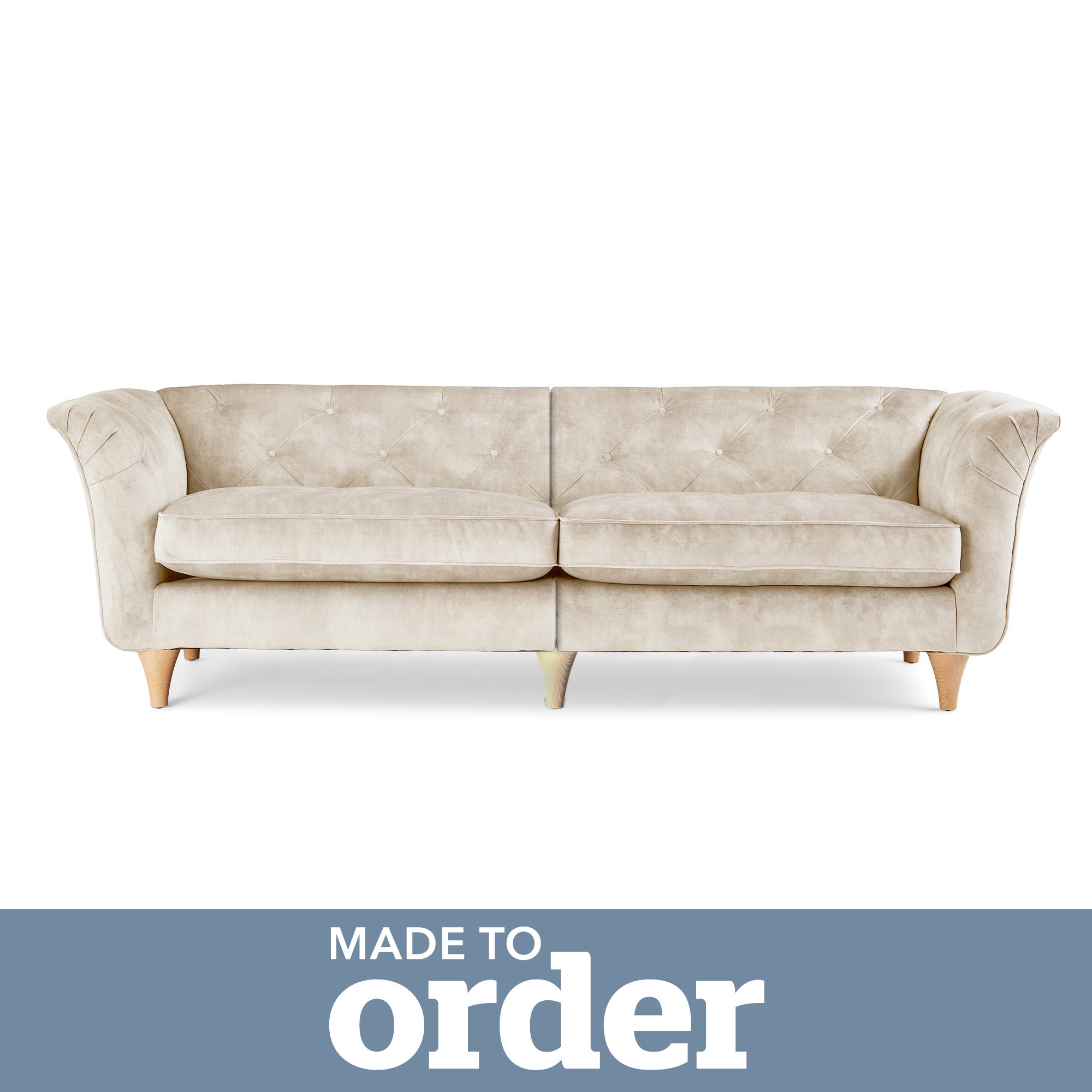 Jaipur 4 Seater Sofa Slub Velvet Brown