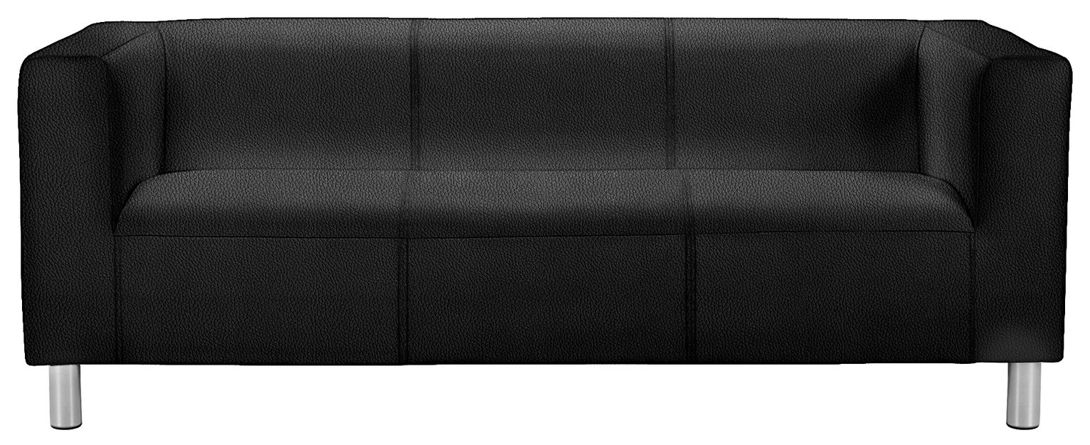 Argos Home Moda 3 Seater Faux Leather Sofa - Black