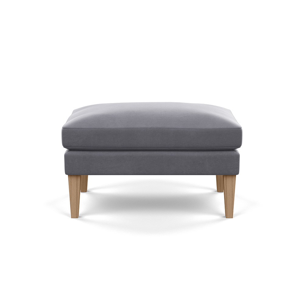 Heal's Wallis Ottoman Smart Velvet Dolphin Tinted Ash